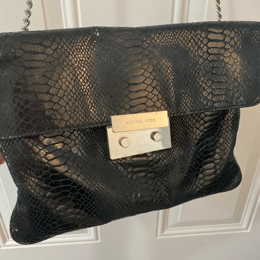 Michael Kors black leather clutch